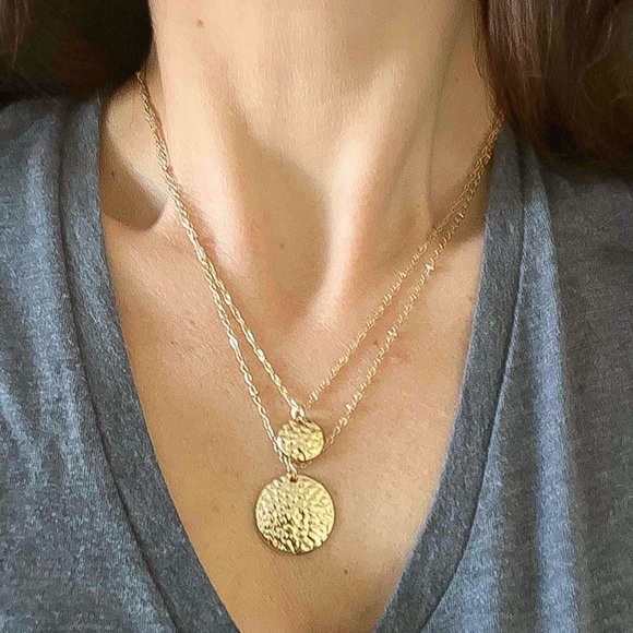 Any 2/$20! Gold Multi-Layer Textured Disc Necklace - Picture 5 of 8
